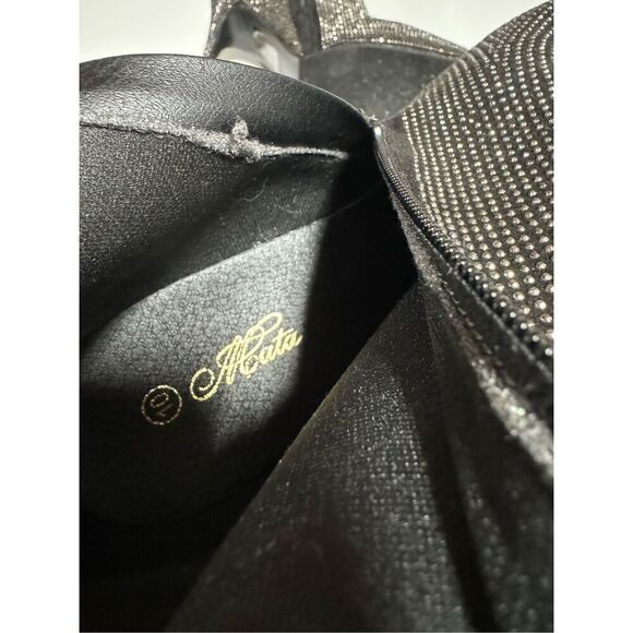 Mata Black Silver Sparkle Slouch Pointed Toe Heeled Boot Size 10 NEW - Picture 8 of 10